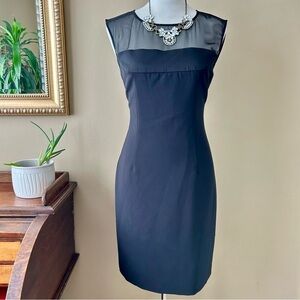 Reiss Black Wish Dress Sleeveless Sheath Mesh Yoke Collar Fitted Mini Size 6